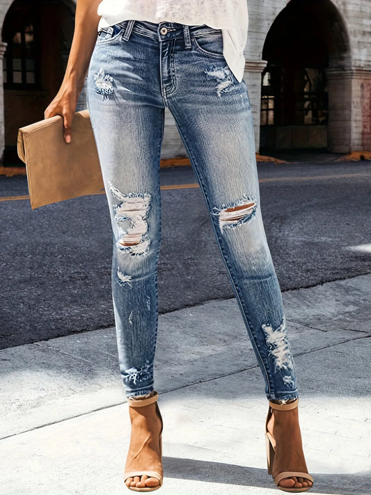 Image of Distressed Skinny Jeans | Queeble.shop