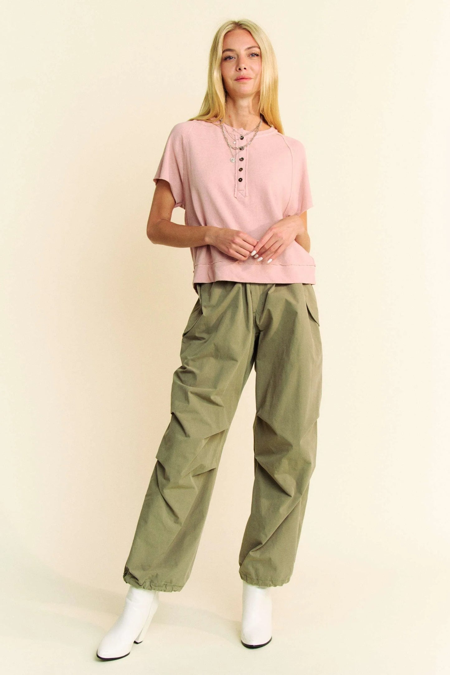 Image of Davi & Dani Breezy Knit Fabric Short Sleeve T-shirt Top | Queeble.shop