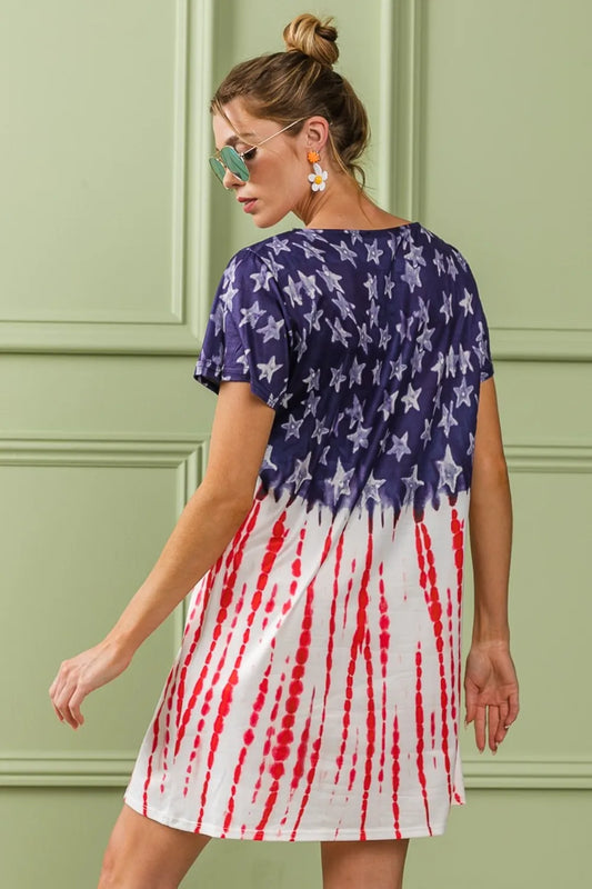 Image of BiBi American Flag Theme Tee Dress | Queeble.shop