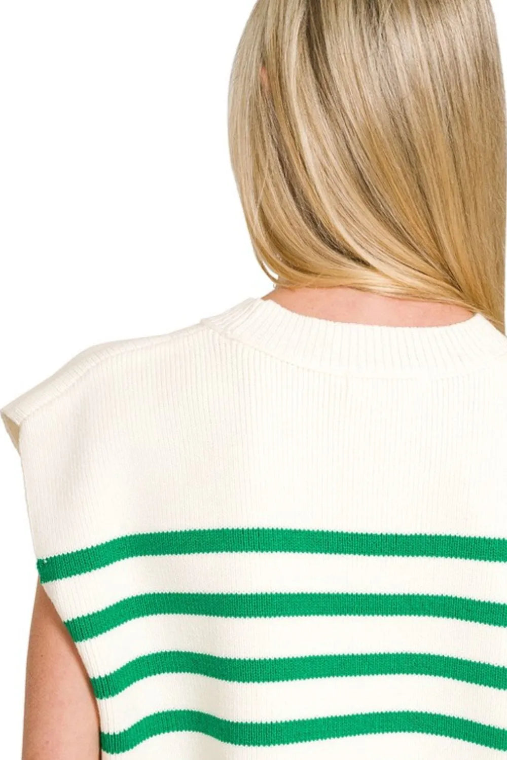 Image of Zenana Oversized Crew Neck Stripe Sweater Vest | Queeble.shop
