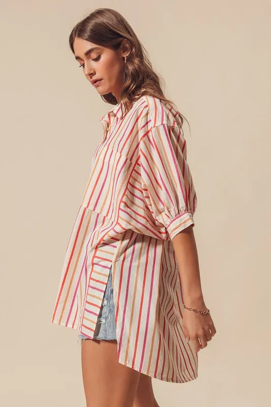Image of SO ME Multicolored Stripe Button Down Shirt | Queeble.shop