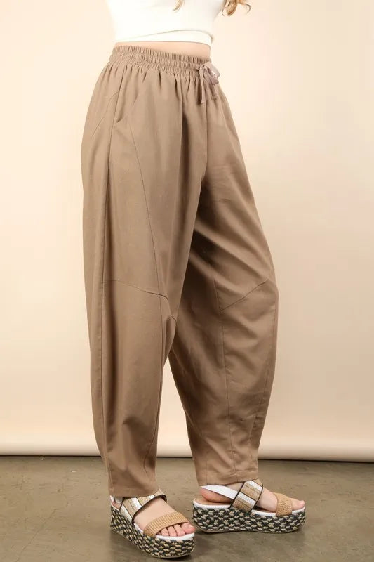 Image of VERY J Solid Barrel Comfy Woven Pants | Queeble.shop