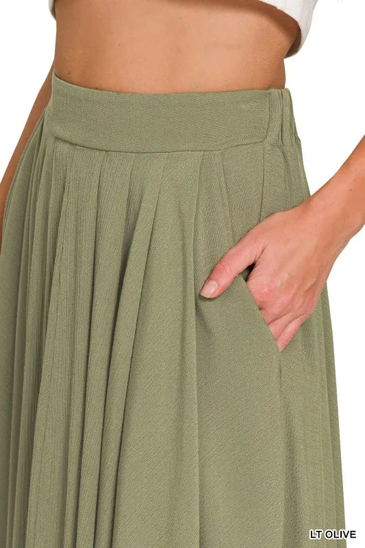 Image of Zenana Woven Crinkle Gauze Crop Tee and Skirt Set | Queeble.shop