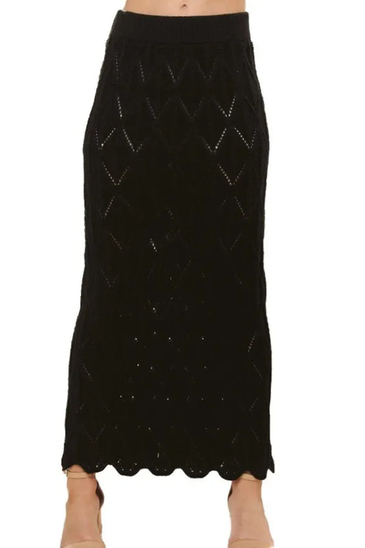 Image of ADORA Scallop Trim Detail Knit Skirt | Queeble.shop