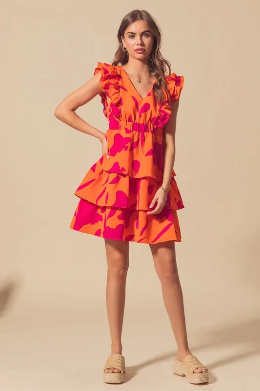 Image of SO ME Floral V Neck Layered Dress with Elasticized Waist | Queeble.shop