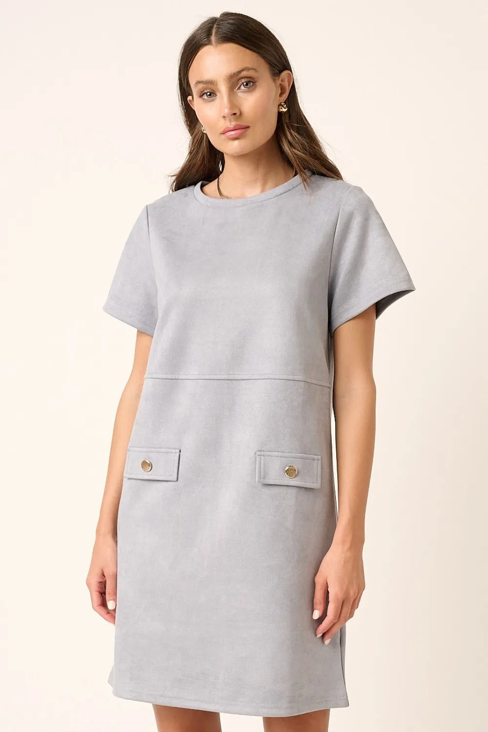 Image of Mittoshop Suede Short Sleeve Mini Dress | Queeble.shop