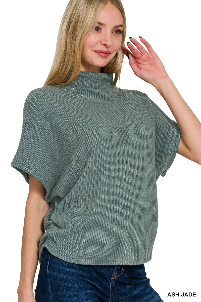 Image of Zenana Mock Neck Top and Pants Sweater Set | Queeble.shop