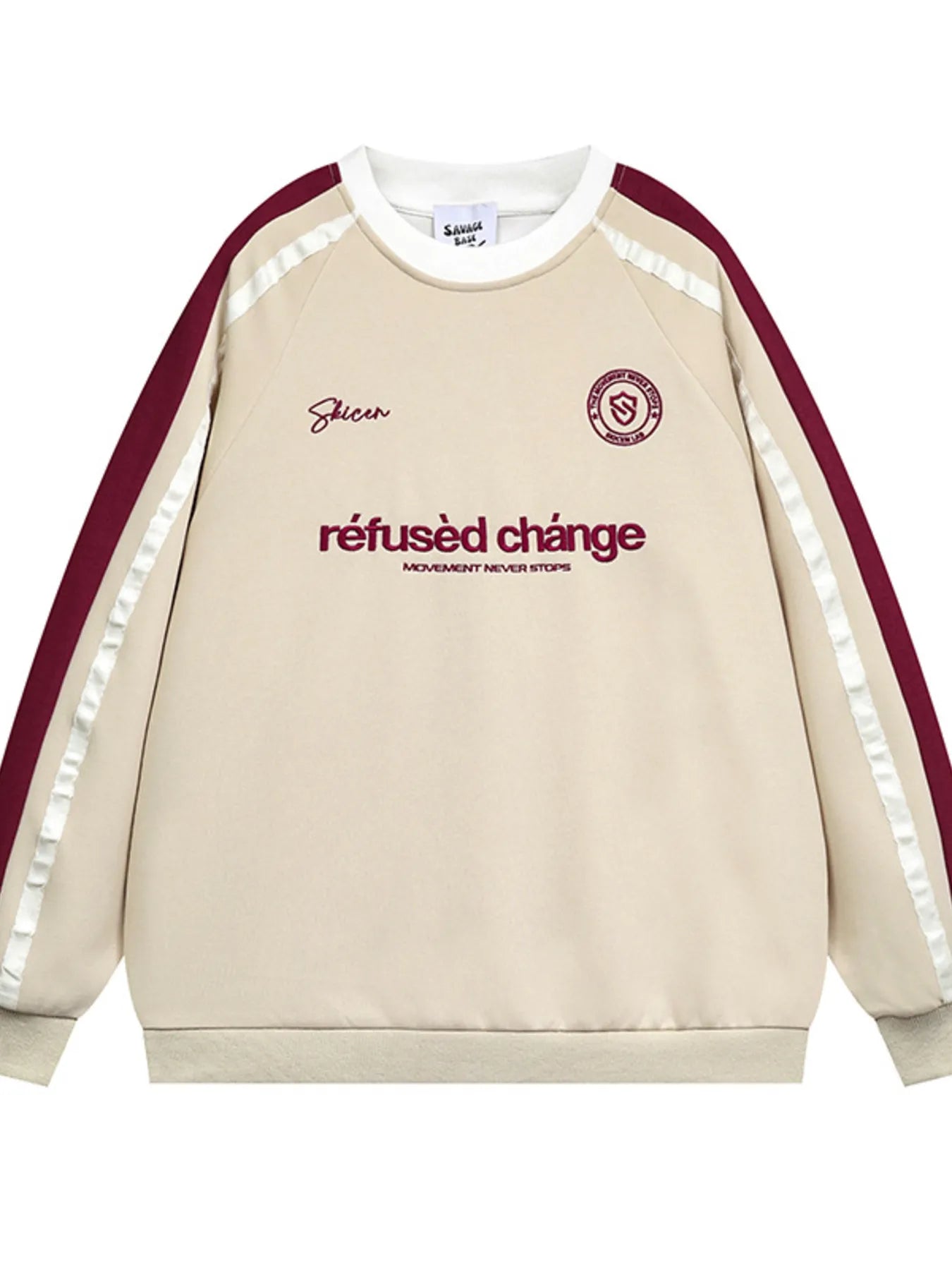 Image of Men's Letter Striped Raglan Sleeve Sweatshirt | Queeble.shop
