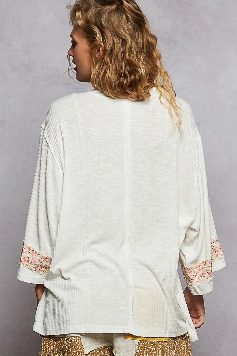 Image of POL Floral Peace Patch Drop Shoulder T-Shirt | Queeble.shop