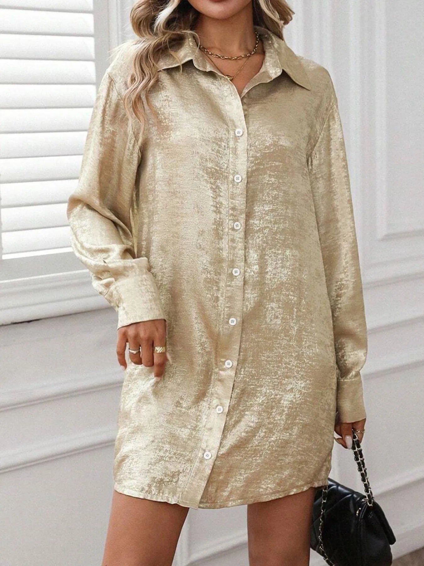 Image of Button Up Long Sleeve Shirt Dress | Queeble.shop