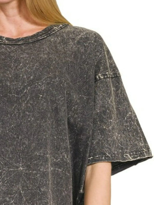 Image of Zenana Acid Crinkle-Washed Oversized T-Shirt | Queeble.shop