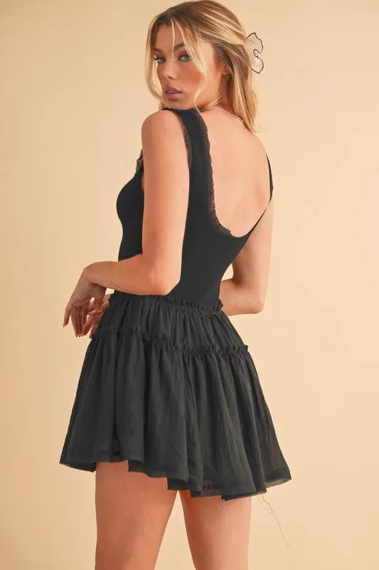 Image of Aemi+Co Frill Sleeveless Drop Waist Mini Dress | Queeble.shop