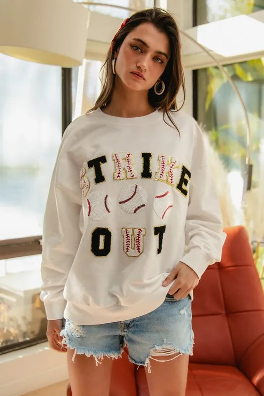 Image of BiBi Baseballs Strikeout Patches French Terry Sweatshirt | Queeble.shop