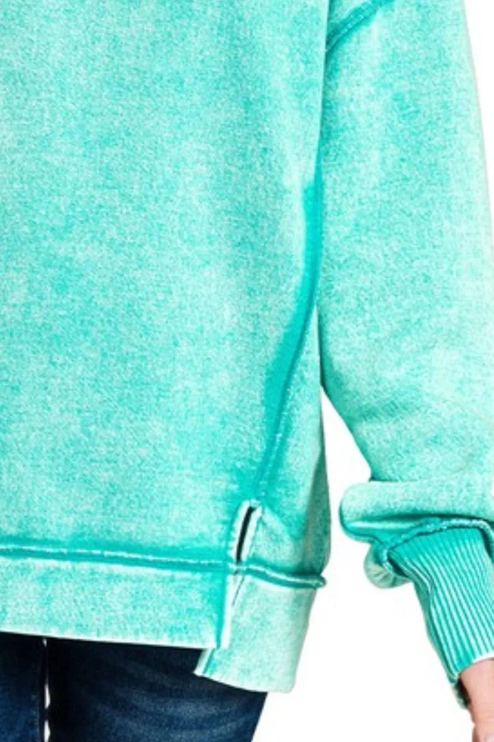 Image of Zenana Acid Wash Exposed-seam Fleece Sweatshirt | Queeble.shop