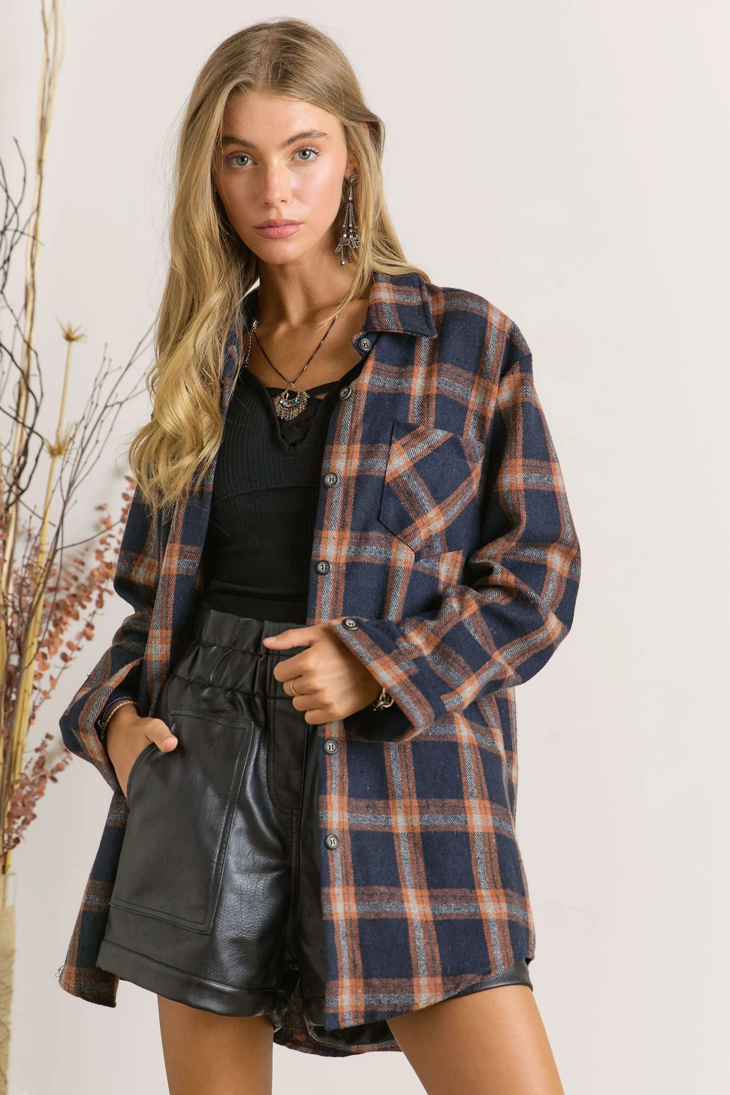 Image of ADORA Full Size Button Down Flannel Shirt Plus Size | Queeble.shop