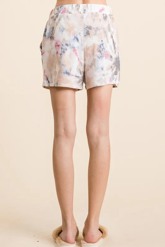 Image of BiBi Tie Dye Terry Shorts with Drawstring | Queeble.shop