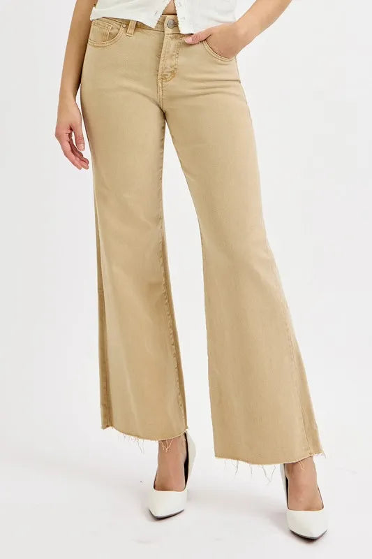 Image of RISEN Full Size Raw Hem Wide Leg Jeans Plus Size | Queeble.shop