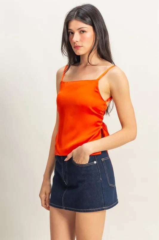 Image of HYFVE Satin Back Tie Detail Cami | Queeble.shop