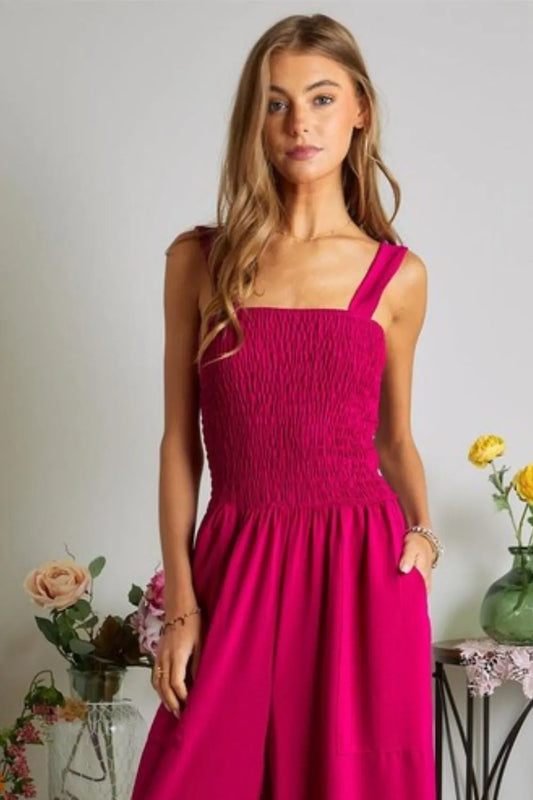 Image of ADORA Smocking Top Wide Leg Jumpsuit | Queeble.shop