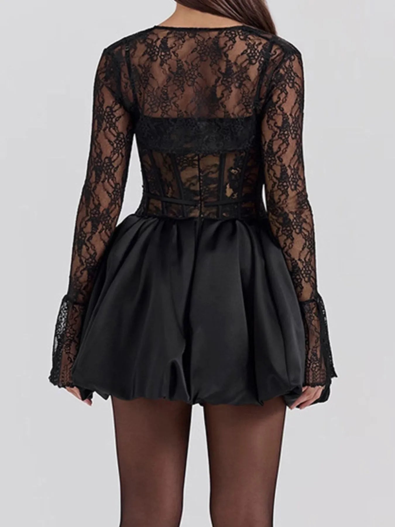 Image of Sweetheart Neck Lace Dress and Cover Up Set | Queeble.shop