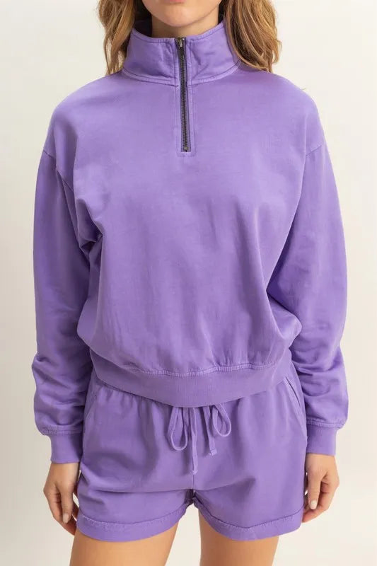 Image of HYFVE Quarter Zip Drop Shoulder Sweatshirt | Queeble.shop