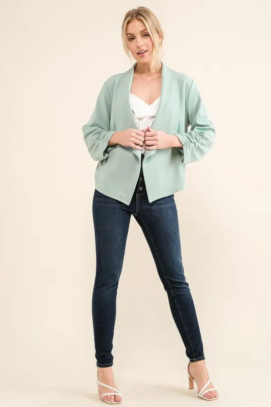 Image of And The Why Stretch Non-Wrinkled Basic Open-Front Blazer | Queeble.shop