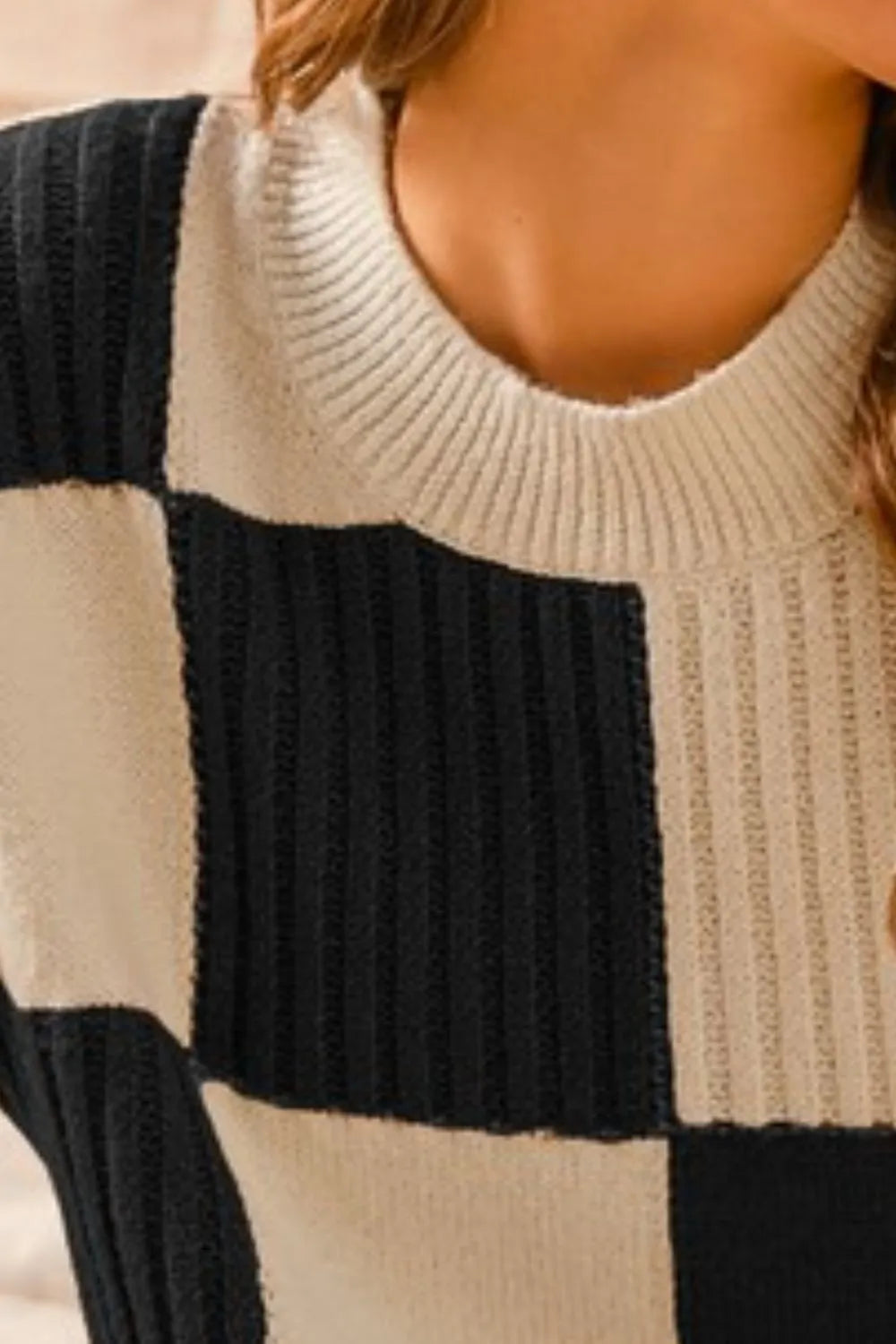 Image of SO ME Check Plaid Casual Sweater Top | Queeble.shop