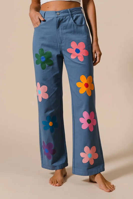 Image of BiBi Flower Print Straight Legs Pants | Queeble.shop