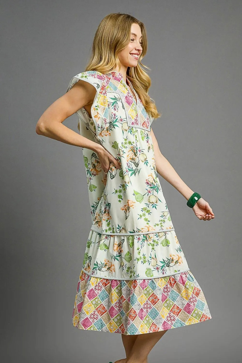 Image of Umgee Patchwork Garden Midi Dress | Queeble.shop
