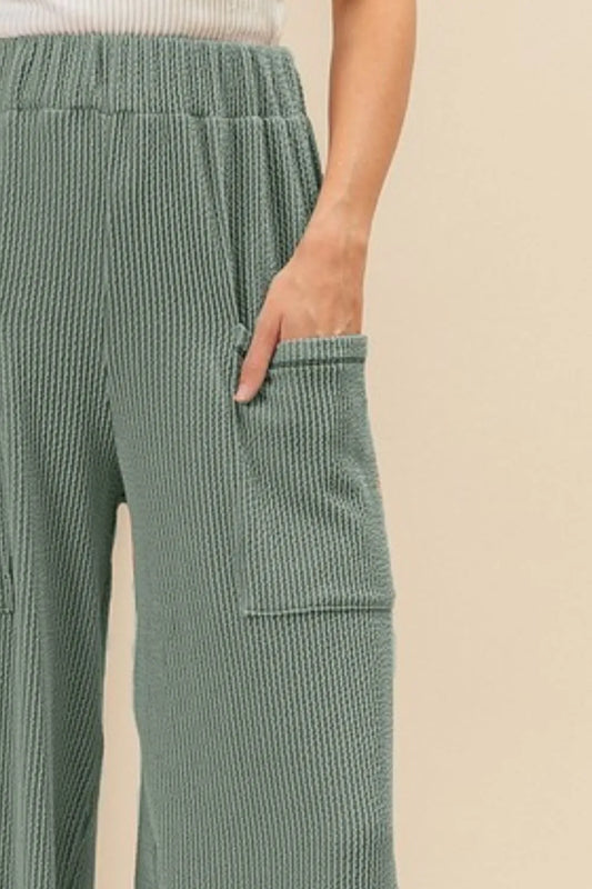 Image of BiBi 2tone Cord Rib Waist Band Side Pocket Pants | Queeble.shop