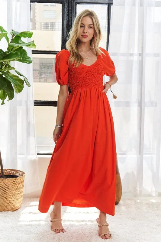 Image of ADORA Popcorn Smocked Puff Sleeve Dress | Queeble.shop