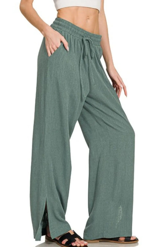 Image of Zenana Linen Drawstring Pants | Queeble.shop