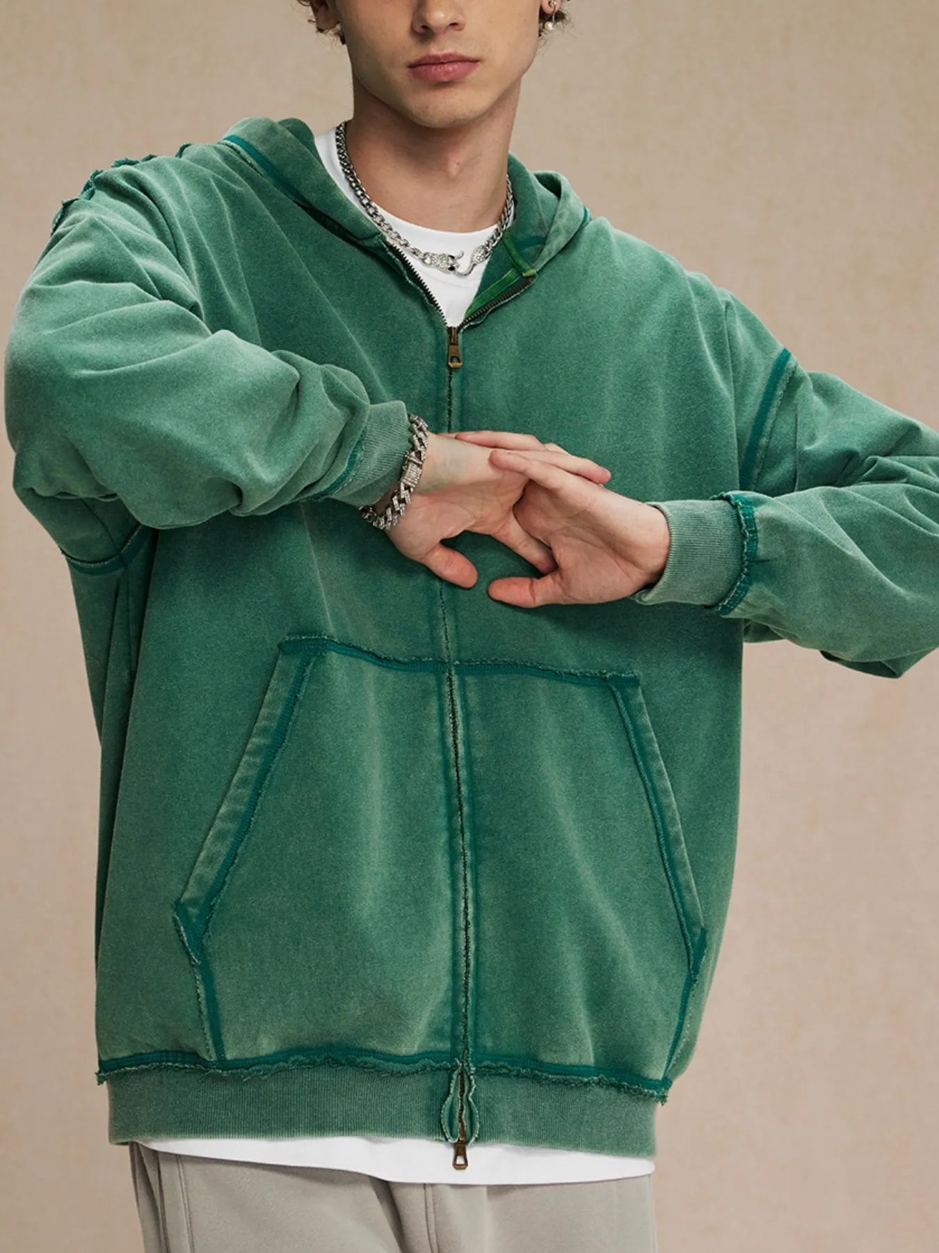 Image of Men's Zip Up Long Sleeve Hoodie | Queeble.shop