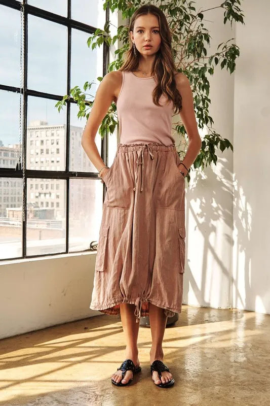 Image of ADORA Drawstring Sleeveless Washed Dress | Queeble.shop