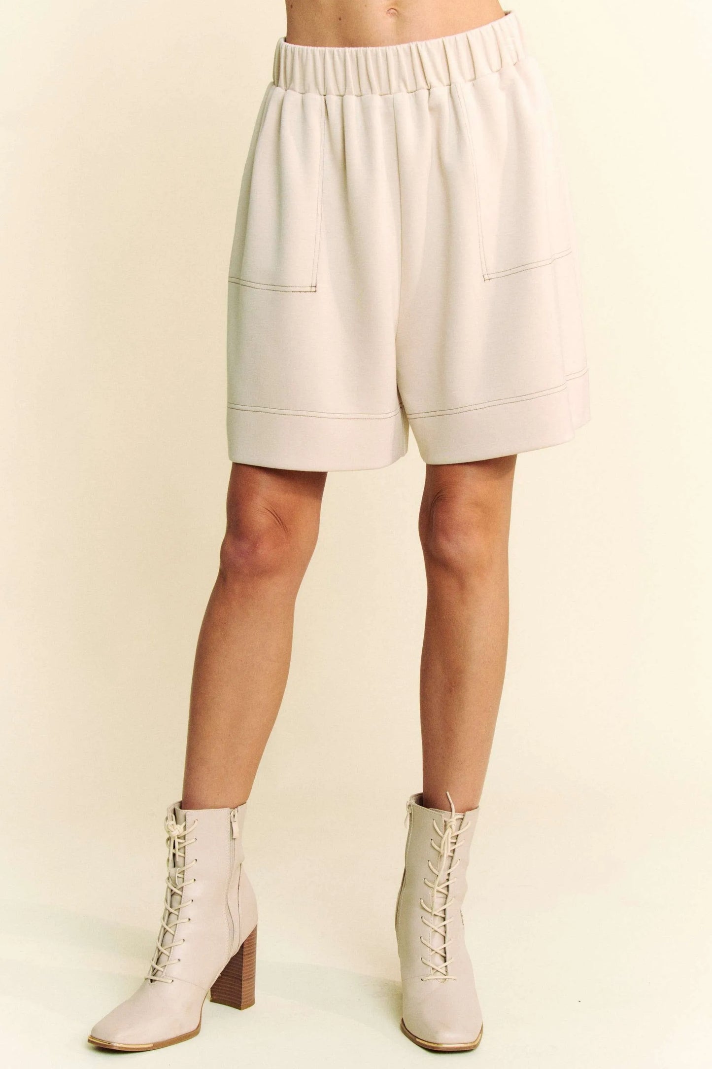 Image of Davi & Dani Contrast Seam Top and Short Set | Queeble.shop