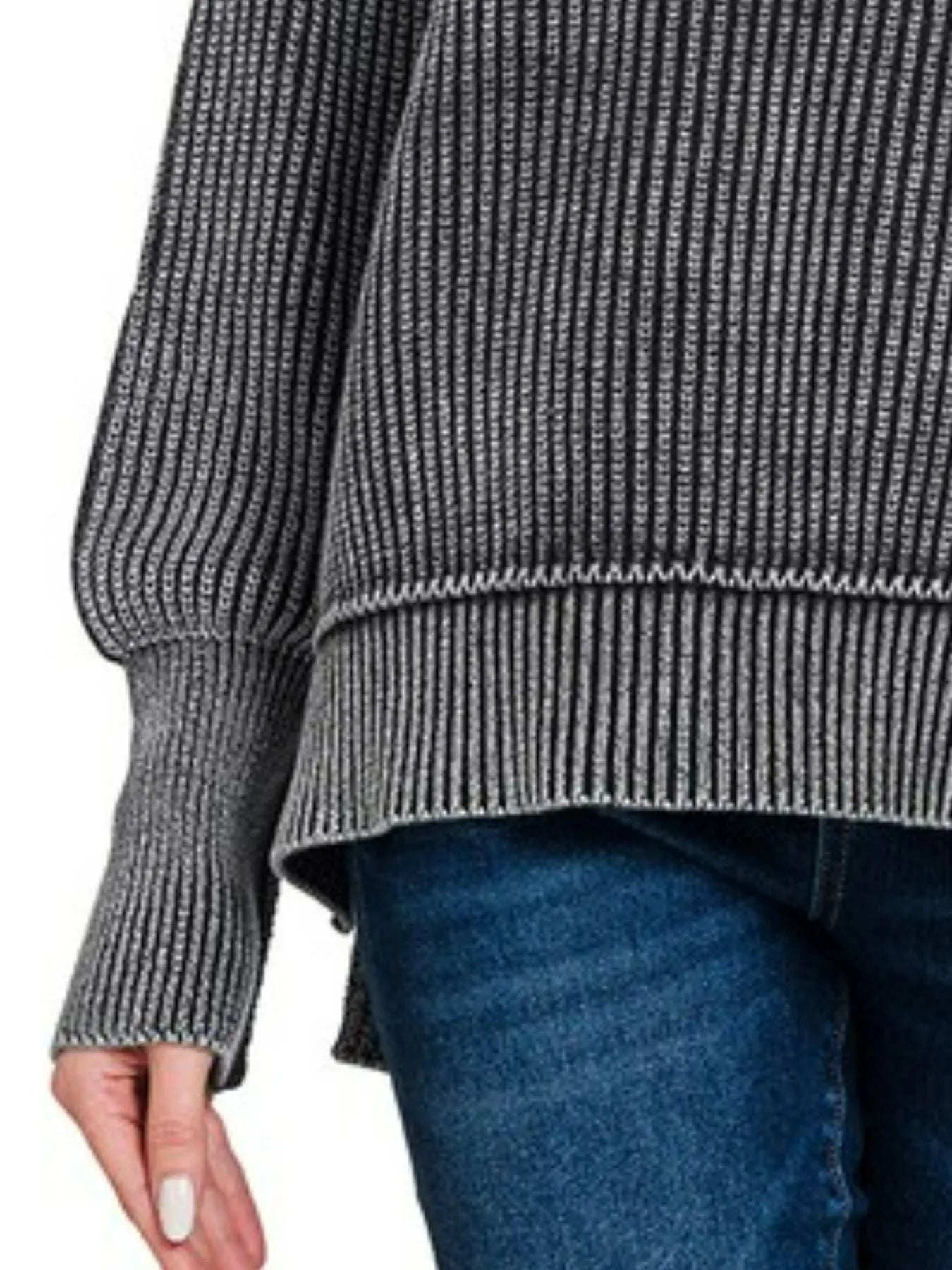 Image of Zenana Washed Side Slit Oversized Sweater | Queeble.shop