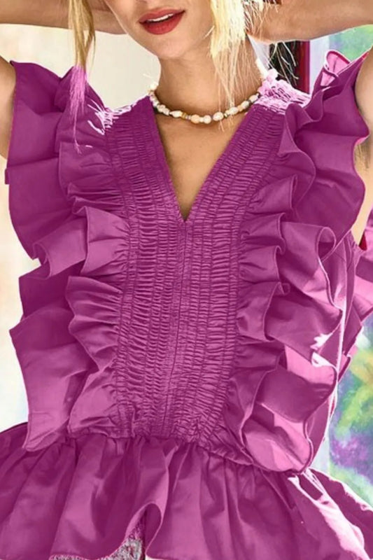 Image of BiBi Woven Ruffled Top | Queeble.shop