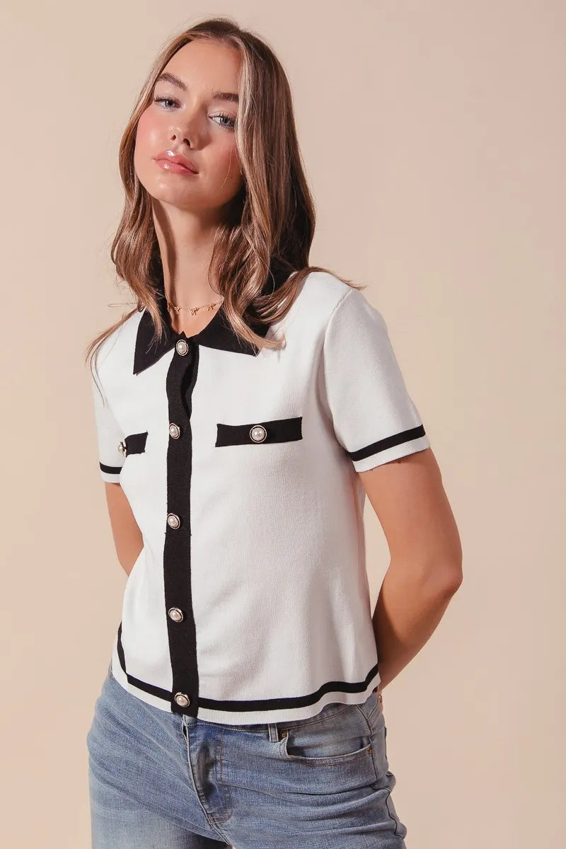 Image of SO ME Button Down Knitted Sweater Shirt Top | Queeble.shop