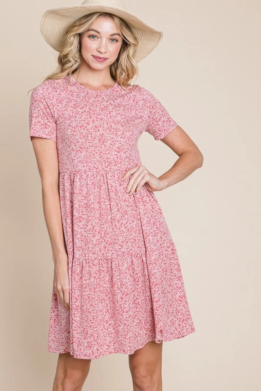Image of BOMBOM Printed Short Sleeve Mini Dress | Queeble.shop