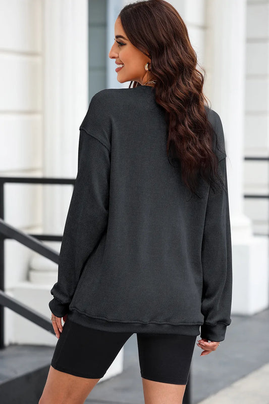 Image of Heart Sequin Round Neck Sweatshirt | Queeble.shop