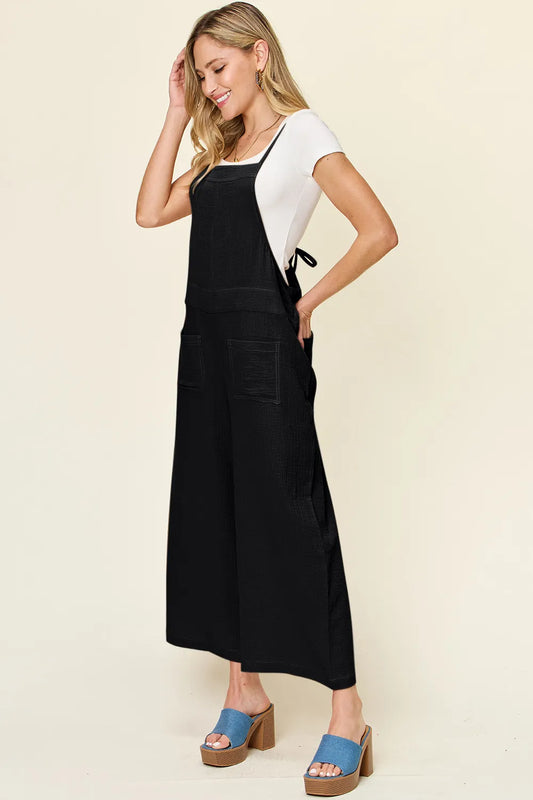Image of Double Take Full Size Texture Sleeveless Wide Leg Overall | Queeble.shop