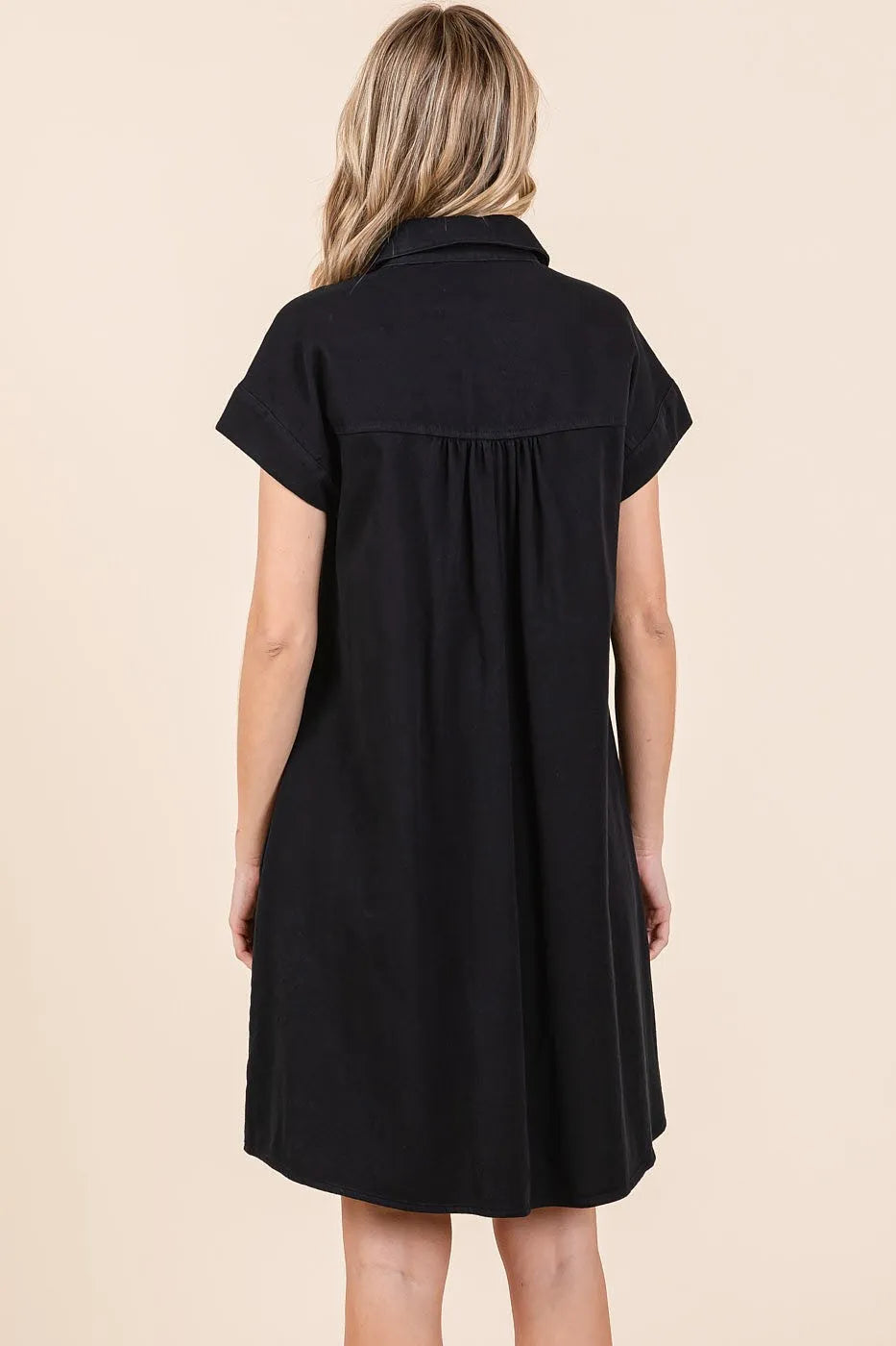 Image of Mittoshop Twill Short Sleeve Collared Mini Dress | Queeble.shop