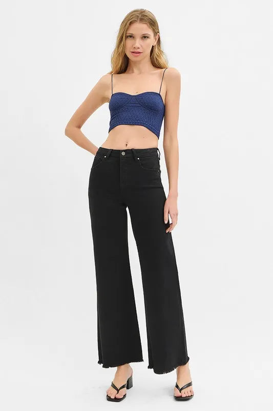 Image of RISEN Full Size Tummy Control High Rise Wide Jeans Plus Size | Queeble.shop