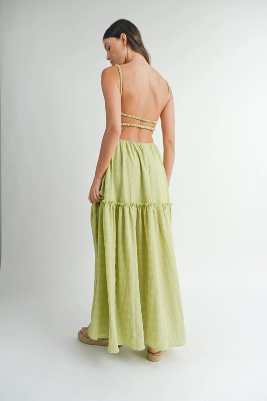 Image of MABLE Cutout Waist Backless Maxi Dress | Queeble.shop