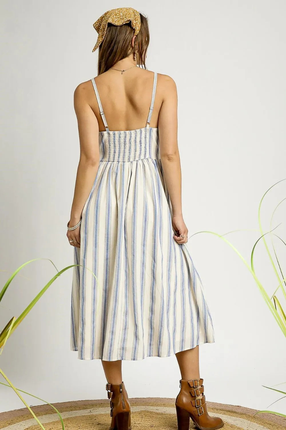 Image of Umgee Striped Colorful Embroidered Trim Cami Dress | Queeble.shop