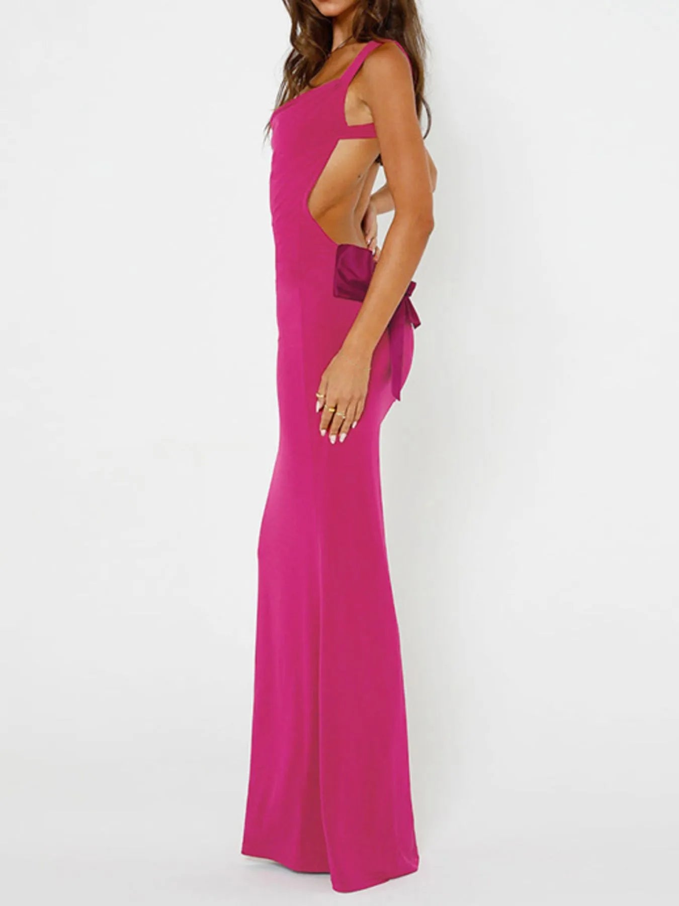 Image of Backless Bow-Tie Back Maxi Dress | Queeble.shop