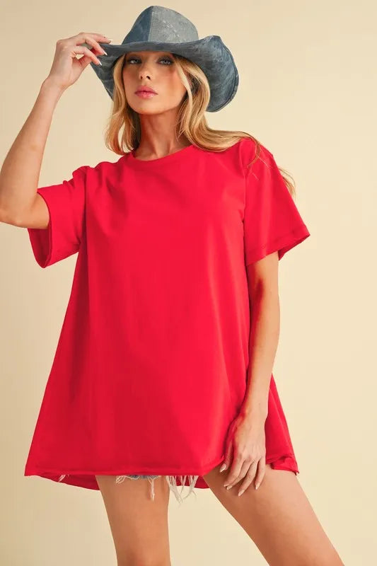 Image of Aemi+Co Round Neck Short Sleeve Oversized T-Shirt | Queeble.shop