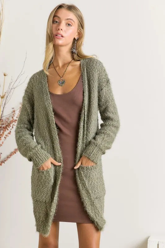 Image of ADORA Comfy Fuzzy Sweater Cardigan | Queeble.shop
