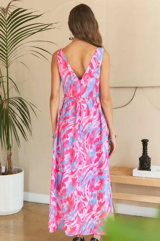 Image of ADORA Abstract Floral V-Neck Maxi Dress | Queeble.shop