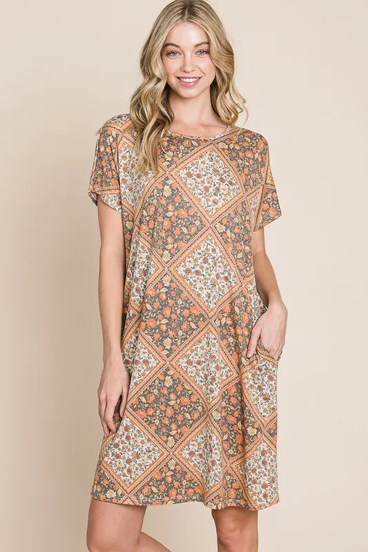 Image of BOMBOM Multicolored Leaves Jacquard Dress | Queeble.shop